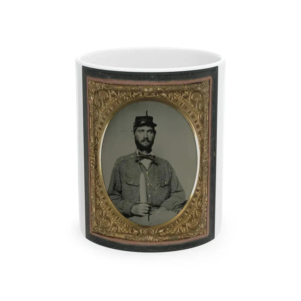 Captain William H. Powell Of Co. A, 33rd Virginia Infantry Regiment In Uniform With Bowie Knife (U.S. Civil War) White Coffee Mug 11oz - Go Mug Yourself