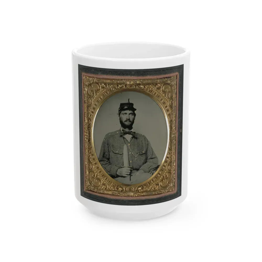 Captain William H. Powell Of Co. A, 33rd Virginia Infantry Regiment In Uniform With Bowie Knife (U.S. Civil War) White Coffee Mug 15oz - Go Mug Yourself