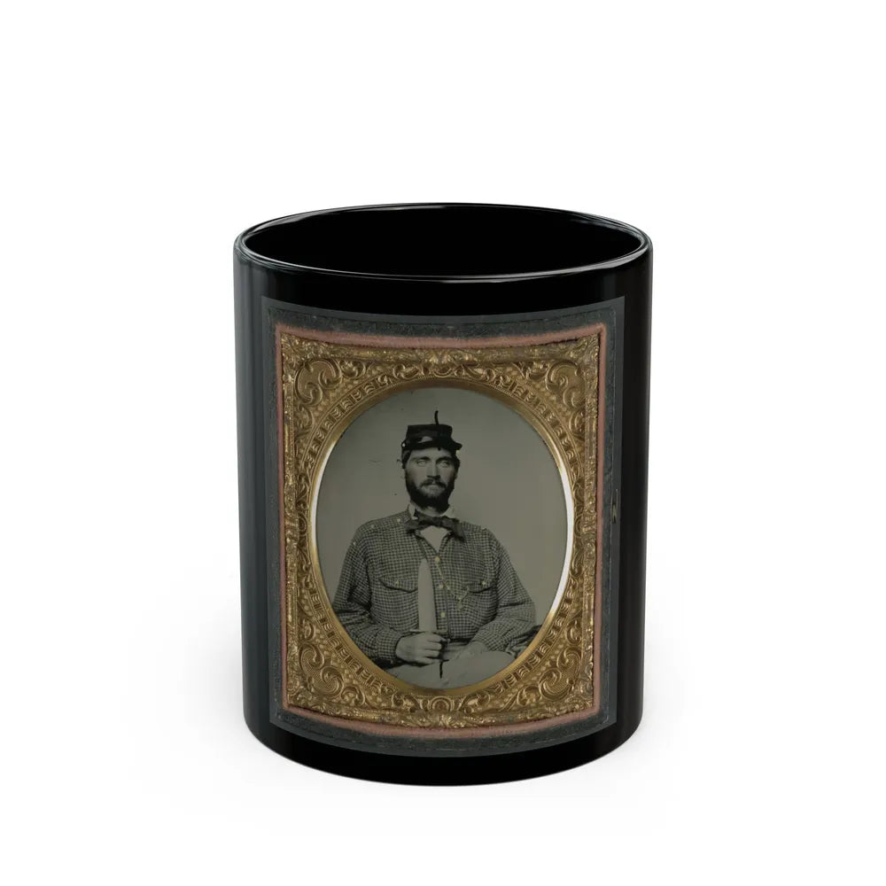 Captain William H. Powell Of Co. A, 33rd Virginia Infantry Regiment In Uniform With Bowie Knife (U.S. Civil War) Black Coffee Mug-11oz-Go Mug Yourself