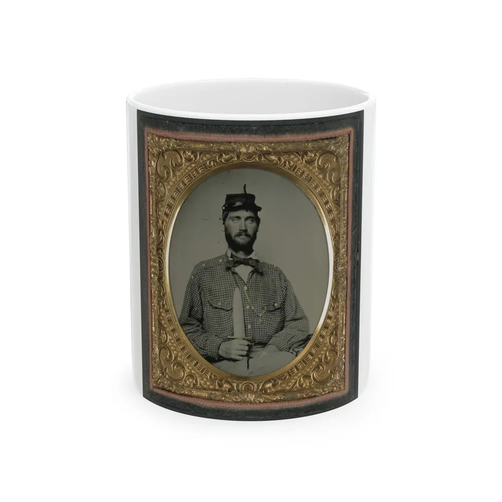 Captain William H. Powell Of Co. A, 33rd Virginia Infantry Regiment In Uniform With Bowie Knife (U.S. Civil War) White Coffee Mug-11oz-Go Mug Yourself