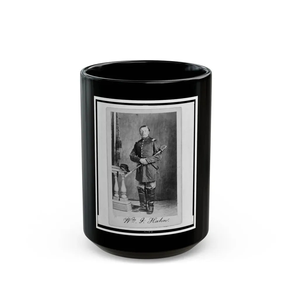 Captain William J. Hahn, Union Officer In The 32nd Indiana Regiment, Full-Length Portrait, Facing Front (U.S. Civil War) Black Coffee Mug 15oz - Go Mug Yourself