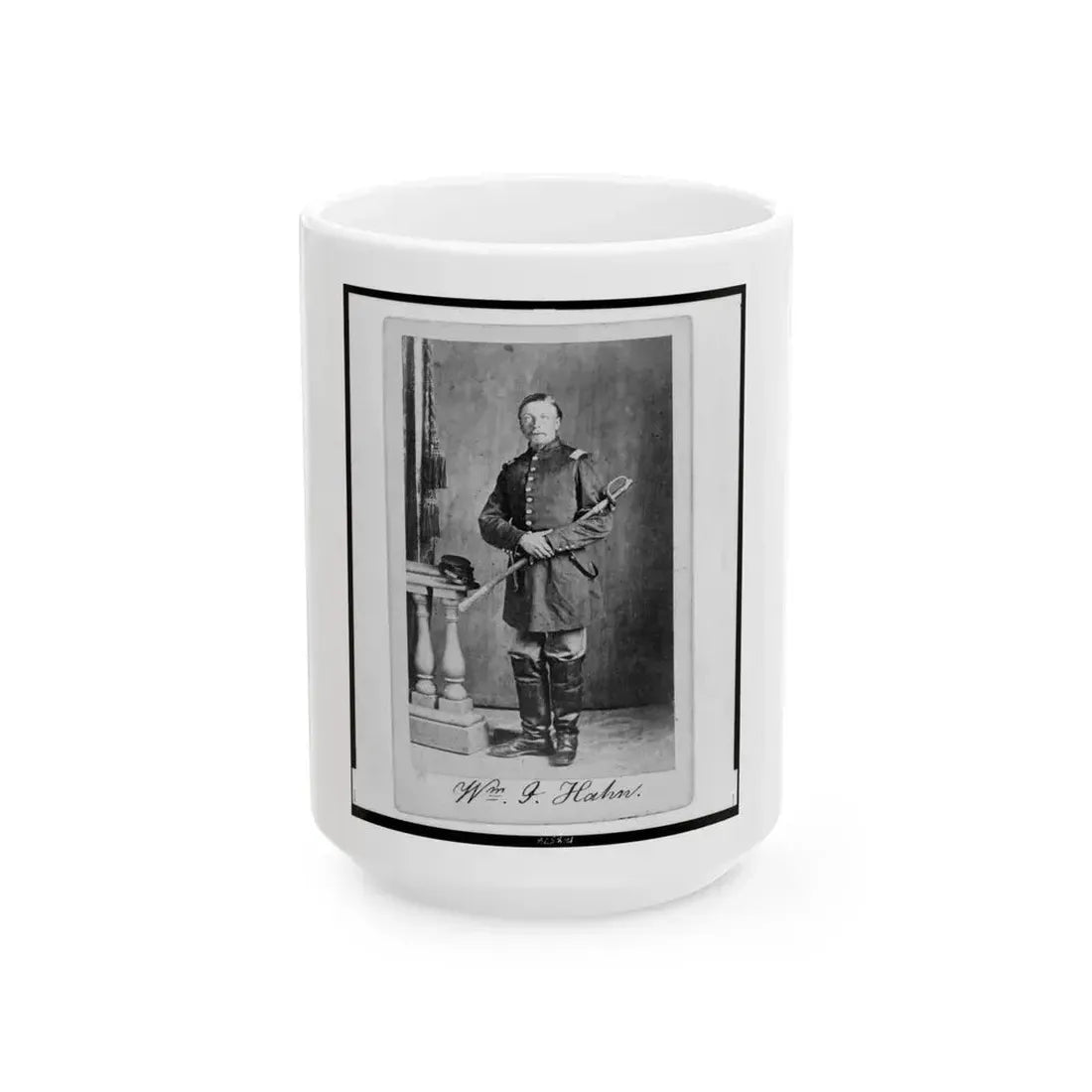 Captain William J. Hahn, Union Officer In The 32nd Indiana Regiment, Full-Length Portrait, Facing Front (U.S. Civil War) White Coffee Mug 15oz - Go Mug Yourself