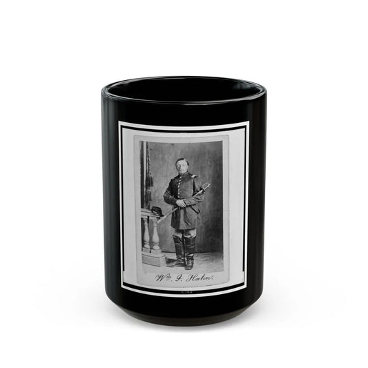 Captain William J. Hahn, Union Officer In The 32nd Indiana Regiment, Full-Length Portrait, Facing Front (U.S. Civil War) Black Coffee Mug-15oz-Go Mug Yourself