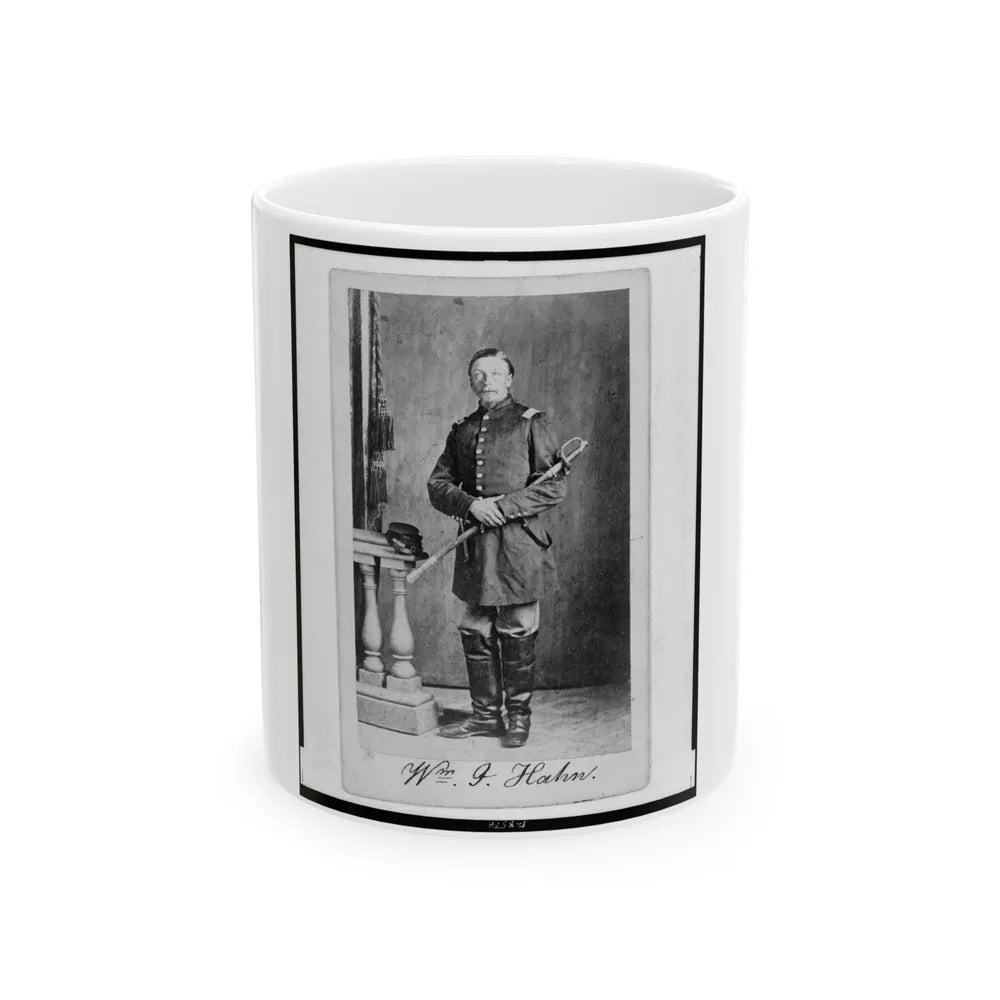 Captain William J. Hahn, Union Officer In The 32nd Indiana Regiment, Full-Length Portrait, Facing Front (U.S. Civil War) White Coffee Mug-11oz-Go Mug Yourself