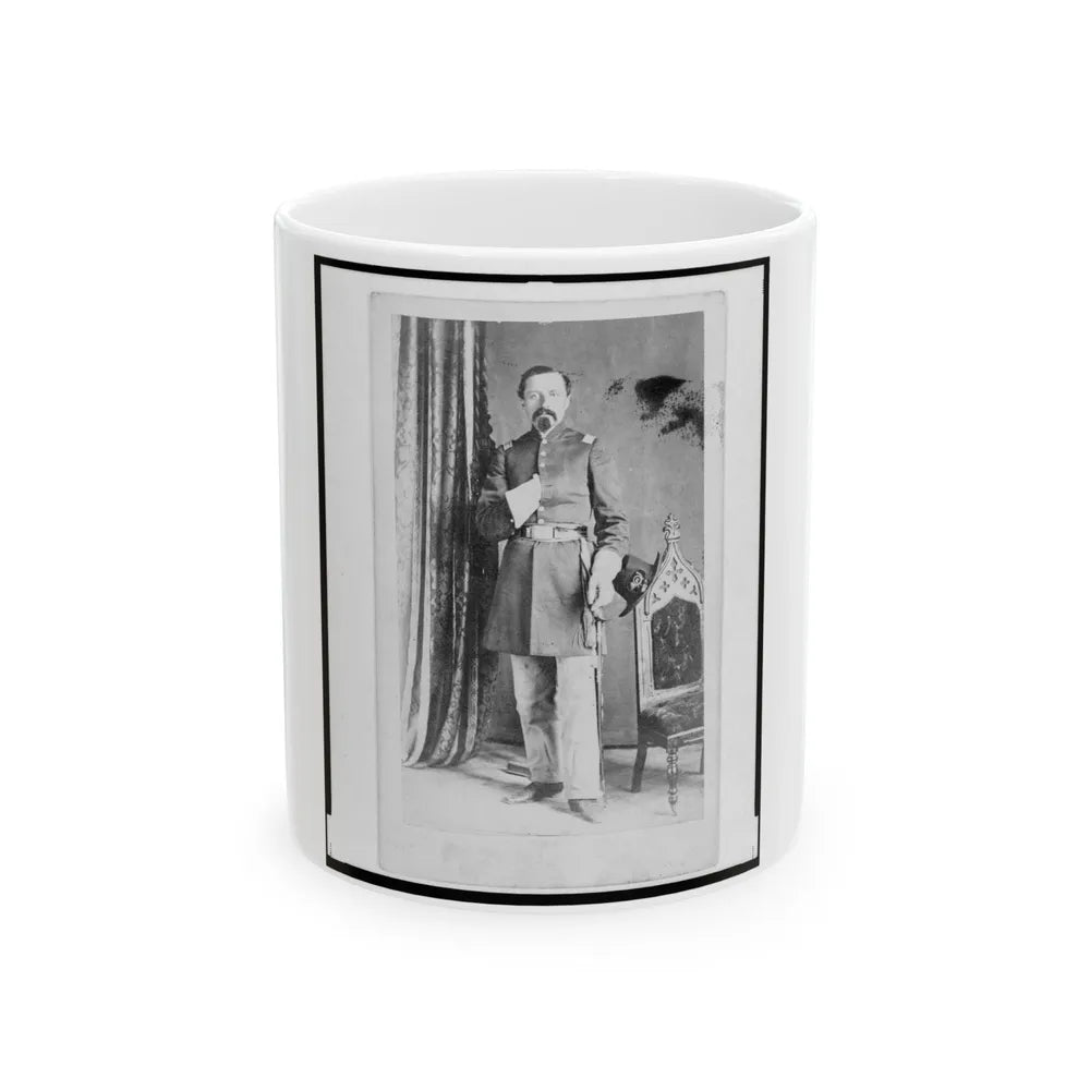 Captain William Urlan, Union Officer In The 32nd Indiana Regiment, Full-Length Portrait, Standing, Facing Front (U.S. Civil War) White Coffee Mug-11oz-Go Mug Yourself