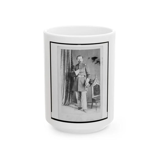 Captain William Urlan, Union Officer In The 32nd Indiana Regiment, Full-Length Portrait, Standing, Facing Front (U.S. Civil War) White Coffee Mug-15oz-Go Mug Yourself