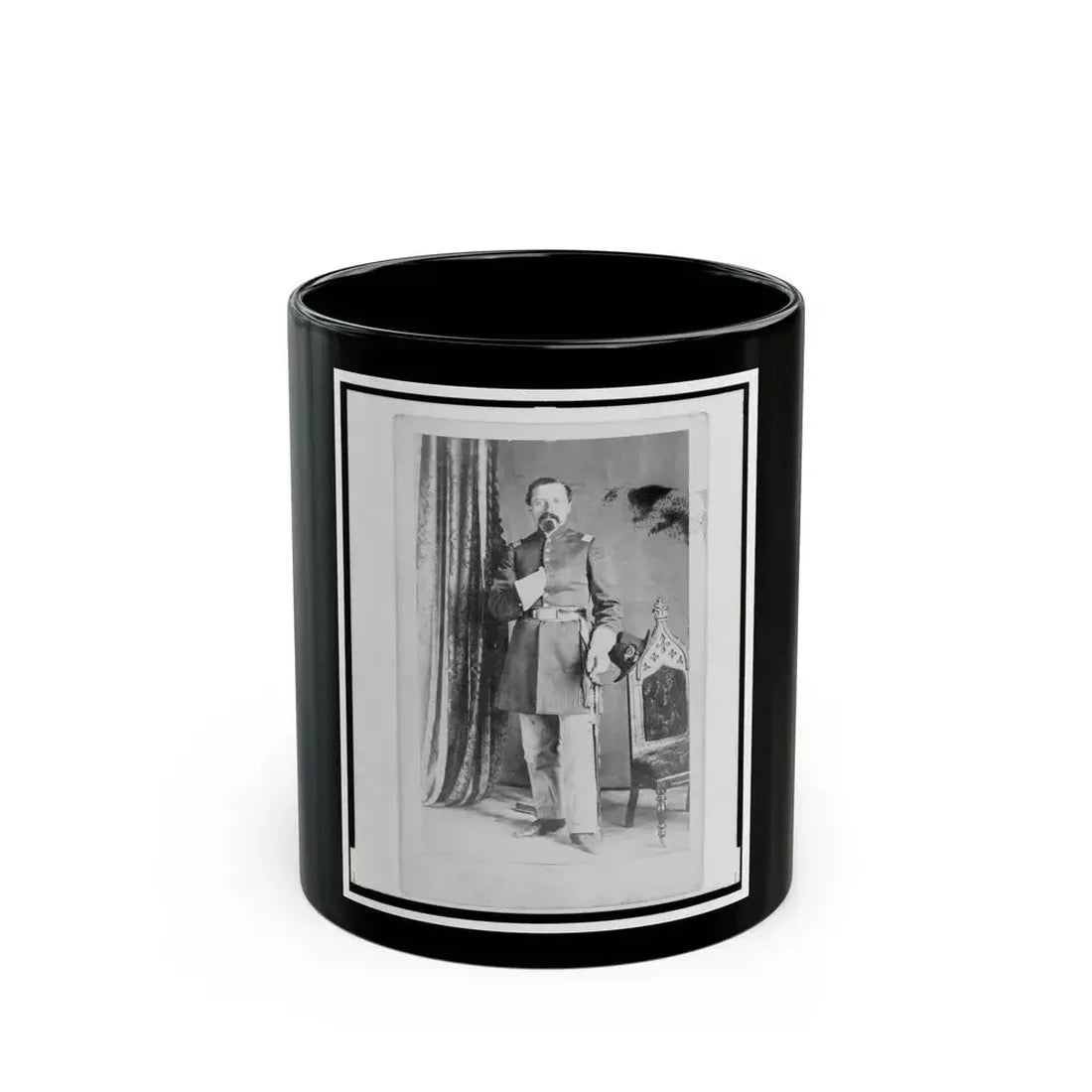 Captain William Urlan, Union Officer In The 32nd Indiana Regiment, Full-Length Portrait, Standing, Facing Front (U.S. Civil War) Black Coffee Mug 11oz - Go Mug Yourself