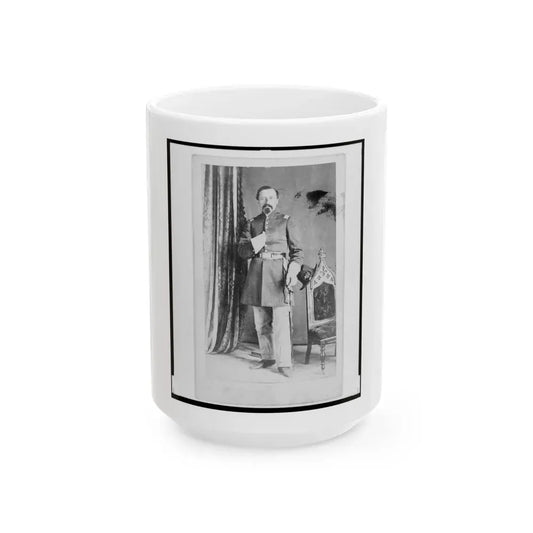 Captain William Urlan, Union Officer In The 32nd Indiana Regiment, Full-Length Portrait, Standing, Facing Front (U.S. Civil War) White Coffee Mug 15oz - Go Mug Yourself