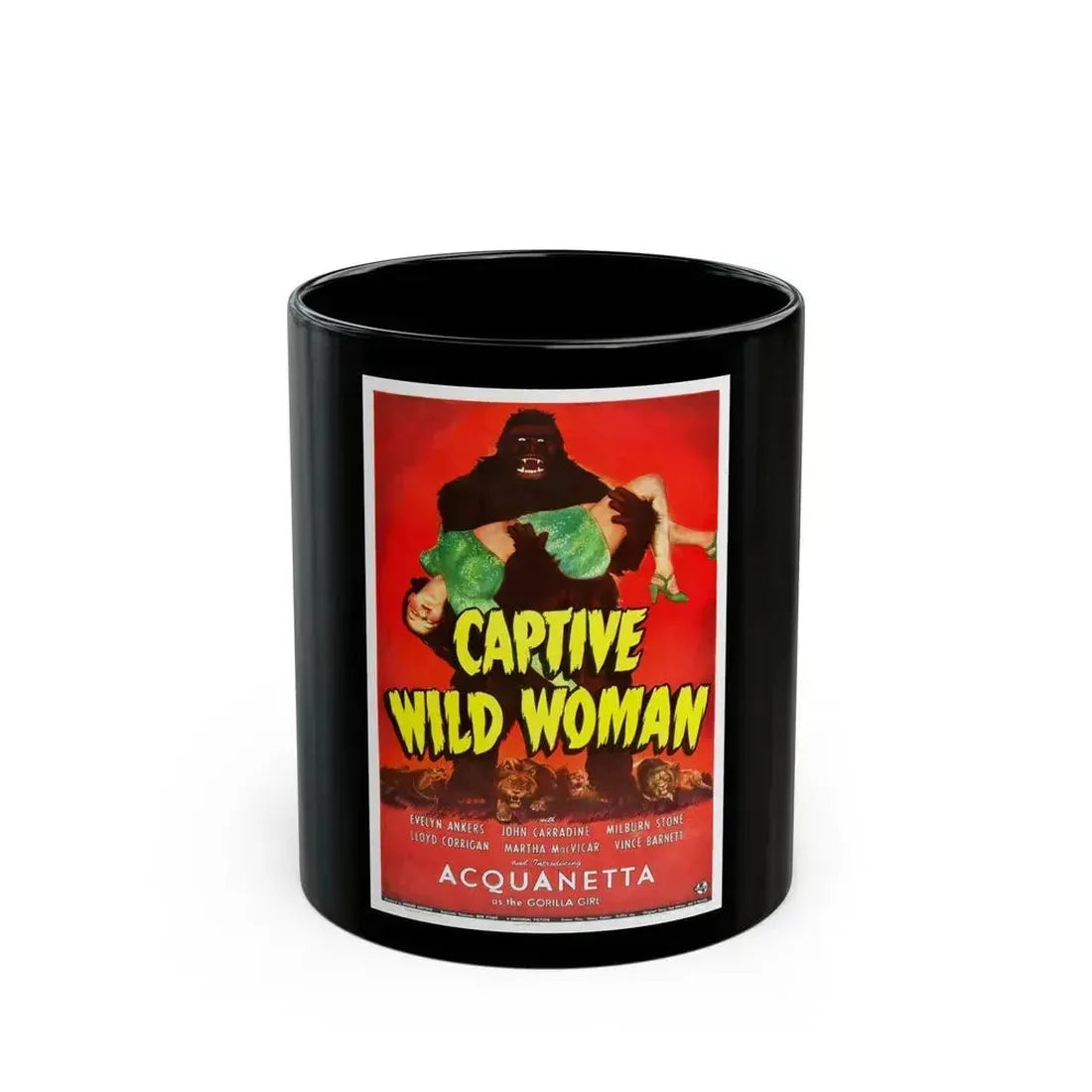 CAPTIVE WILD WOMAN 1943 Movie Poster - Black Coffee Mug 11oz - Go Mug Yourself