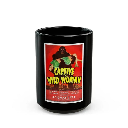 CAPTIVE WILD WOMAN 1943 Movie Poster - Black Coffee Mug 15oz - Go Mug Yourself