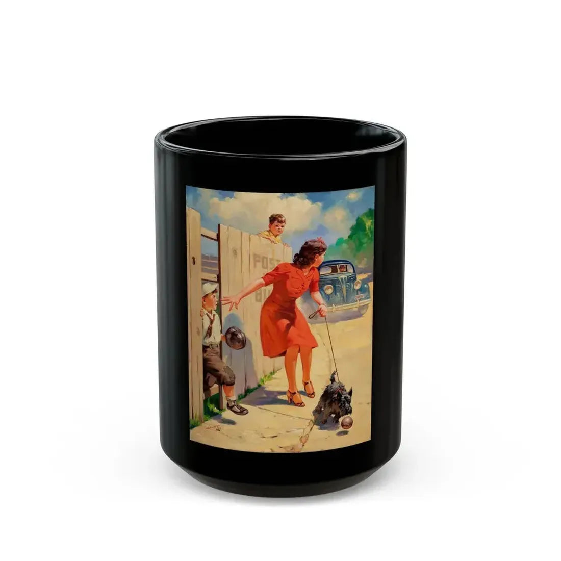 Car Approaching, 1939 - Black Coffee Mug 15oz - Go Mug Yourself