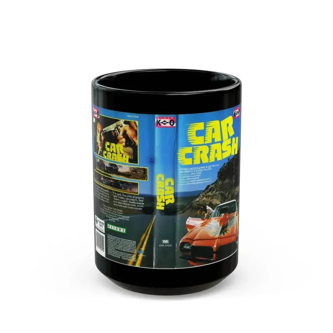 CAR CRASH (VHS COVER) - Black Coffee Mug 15oz - Go Mug Yourself