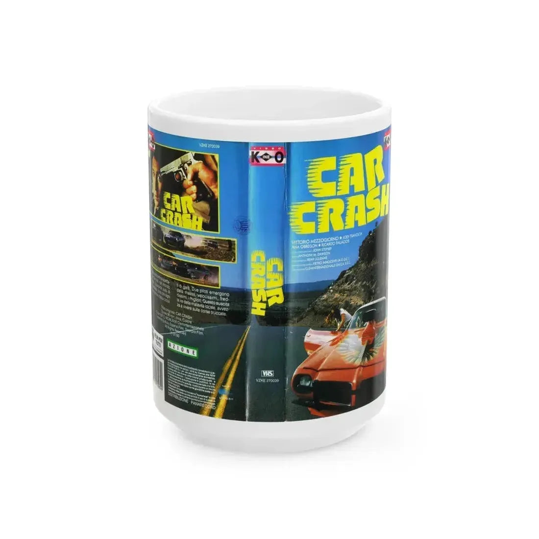 CAR CRASH (VHS COVER) - White Coffee Mug 15oz - Go Mug Yourself