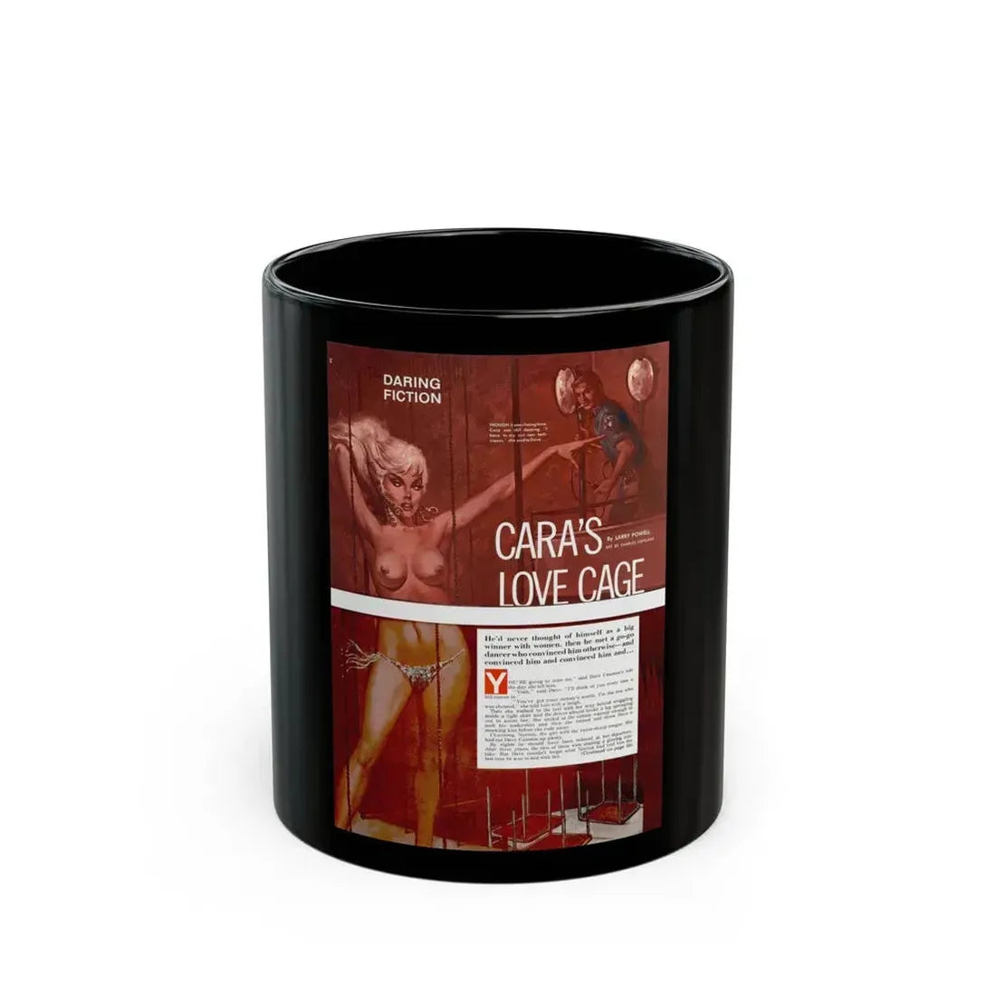 Cara's Love Cage, Male magazine, June 1971 - Black Coffee Mug 11oz - Go Mug Yourself