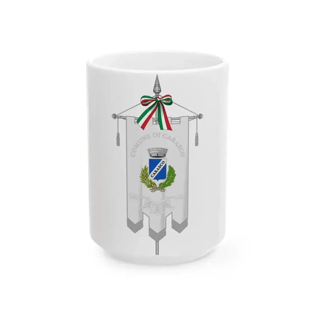 Carasco-Gonfalone (Italy) White Coffee Mug 15oz - Go Mug Yourself