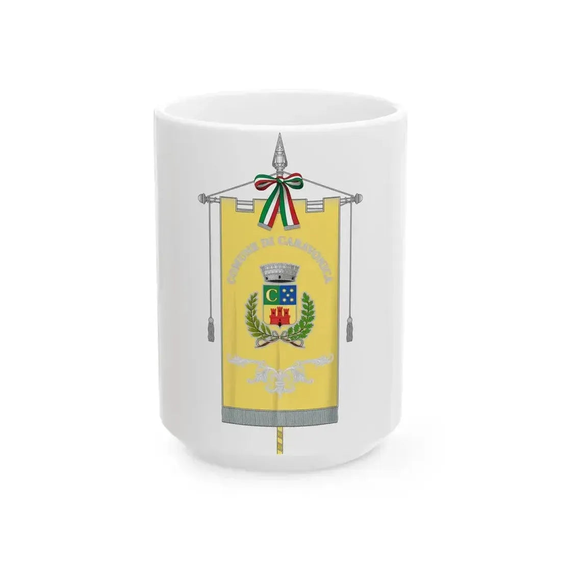 Caravonica-Gonfalone (Italy) White Coffee Mug 15oz - Go Mug Yourself