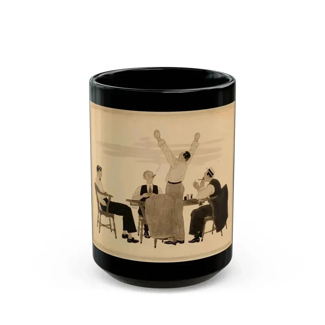Card Game, Woman's Home Companion illustration - Black Coffee Mug 15oz - Go Mug Yourself