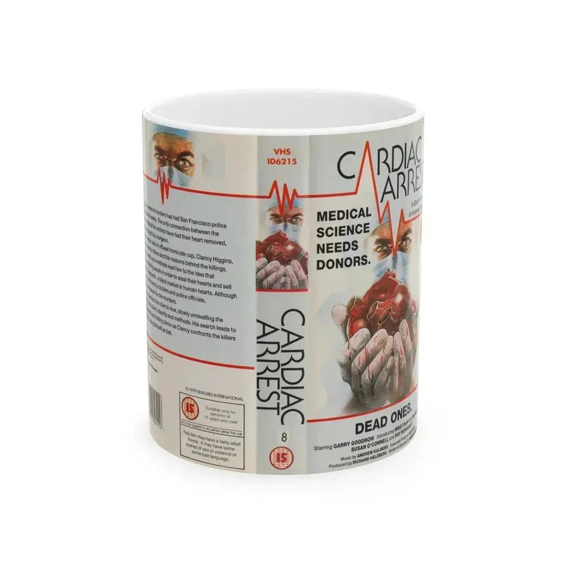 CARDIAC ARREST HORROR (VHS COVER) - White Coffee Mug 11oz - Go Mug Yourself