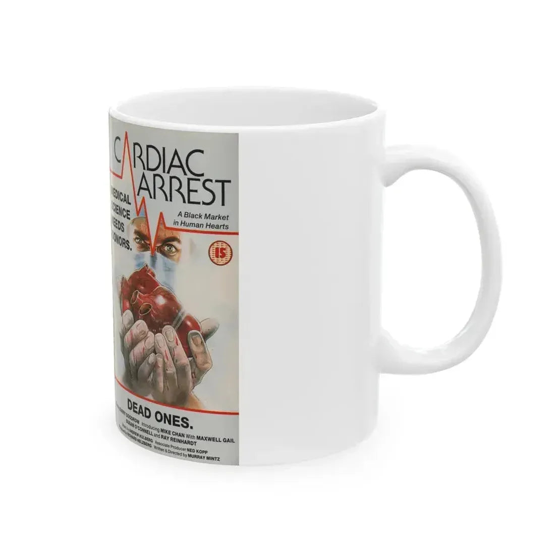 CARDIAC ARREST HORROR (VHS COVER) - White Coffee Mug - Go Mug Yourself
