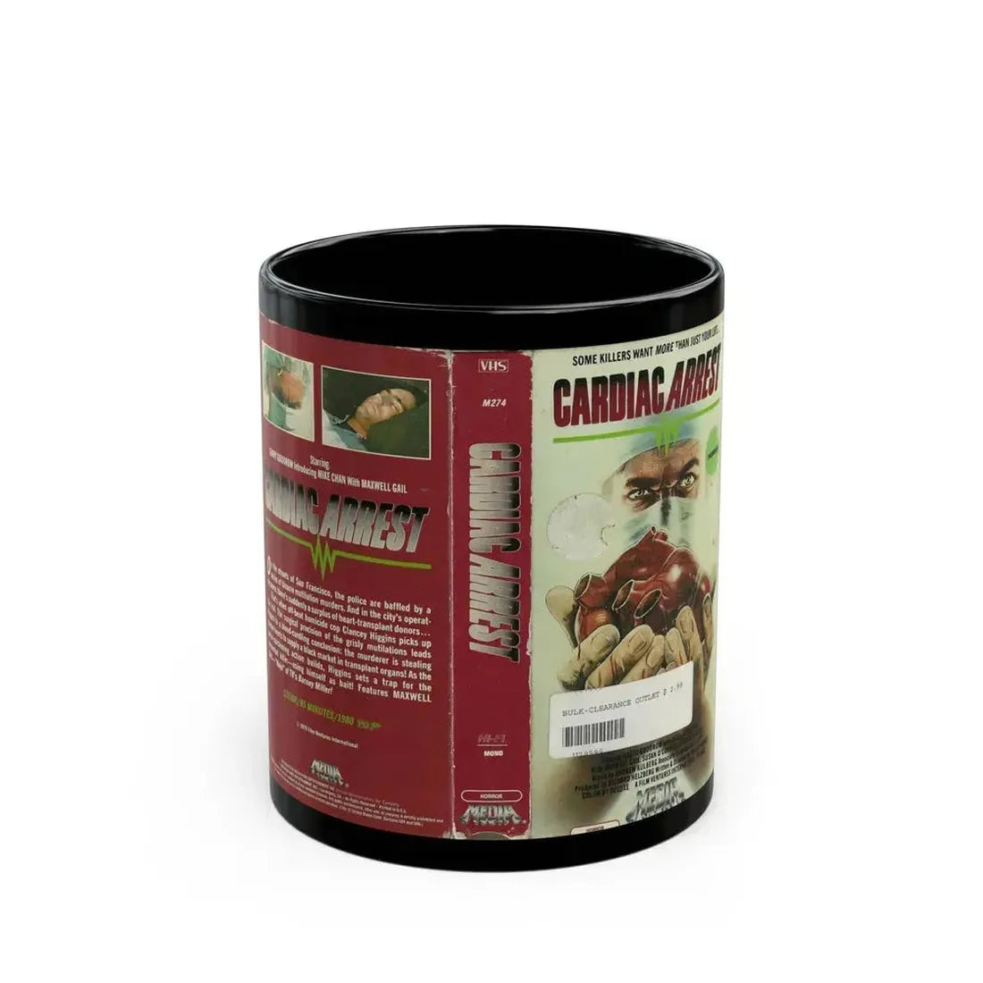 CARDIAC ARREST (VHS COVER) - Black Coffee Mug 11oz - Go Mug Yourself