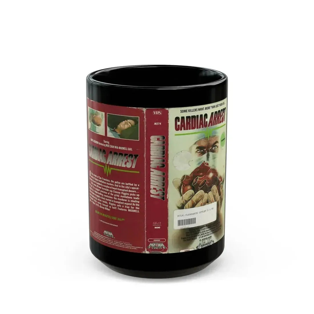 CARDIAC ARREST (VHS COVER) - Black Coffee Mug 15oz - Go Mug Yourself