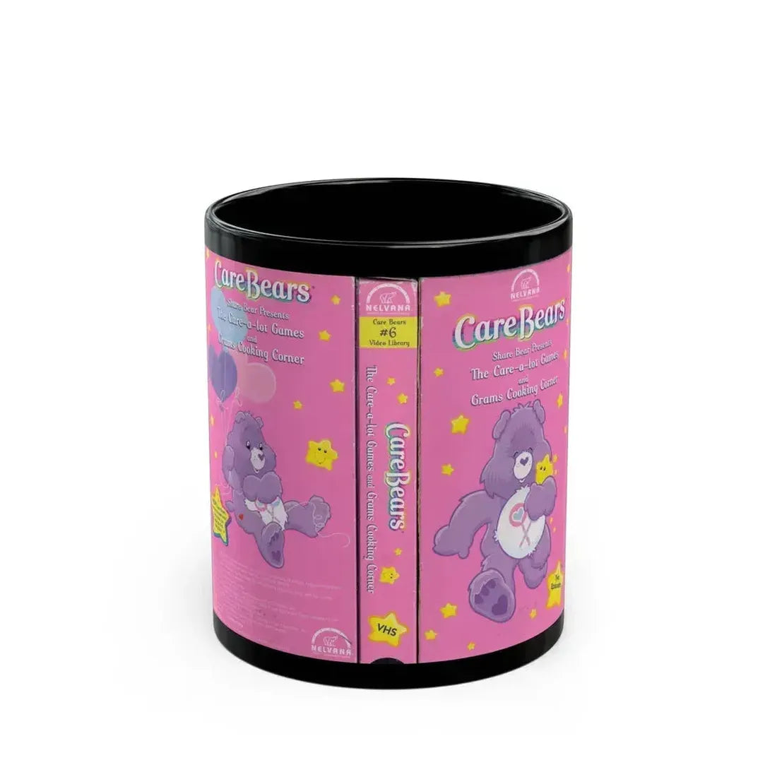 CAREBEARS THE CARE A LOT GAMES (VHS COVER) - Black Coffee Mug 11oz - Go Mug Yourself