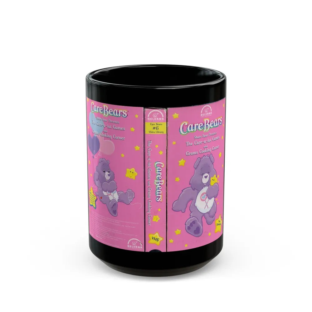 CAREBEARS THE CARE A LOT GAMES (VHS COVER) - Black Coffee Mug-15oz-Go Mug Yourself