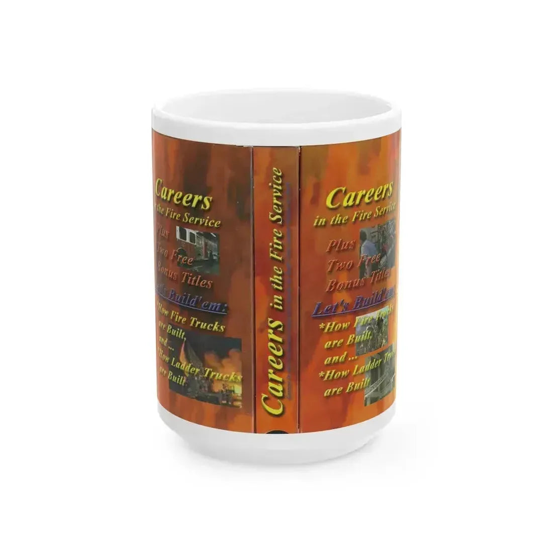 CAREERS IN THE FIRE SERVICE (VHS COVER) - White Coffee Mug 15oz - Go Mug Yourself