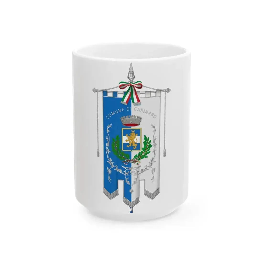 Carinaro-Gonfalone (Italy) White Coffee Mug 15oz - Go Mug Yourself