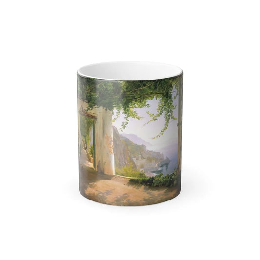 Carl Frederic Aagaard (1833-1895) Amalfi dia cappuccini - olio su tela - Color Changing Mug 11oz-11oz-Go Mug Yourself