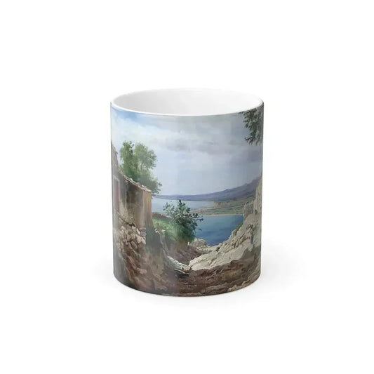 Carl Frederic Aagaard (1833-1895) Coastal Landscape from Taormina on Sicily - Oil on canvas - Color Changing Mug 11oz 11oz - Go Mug Yourself