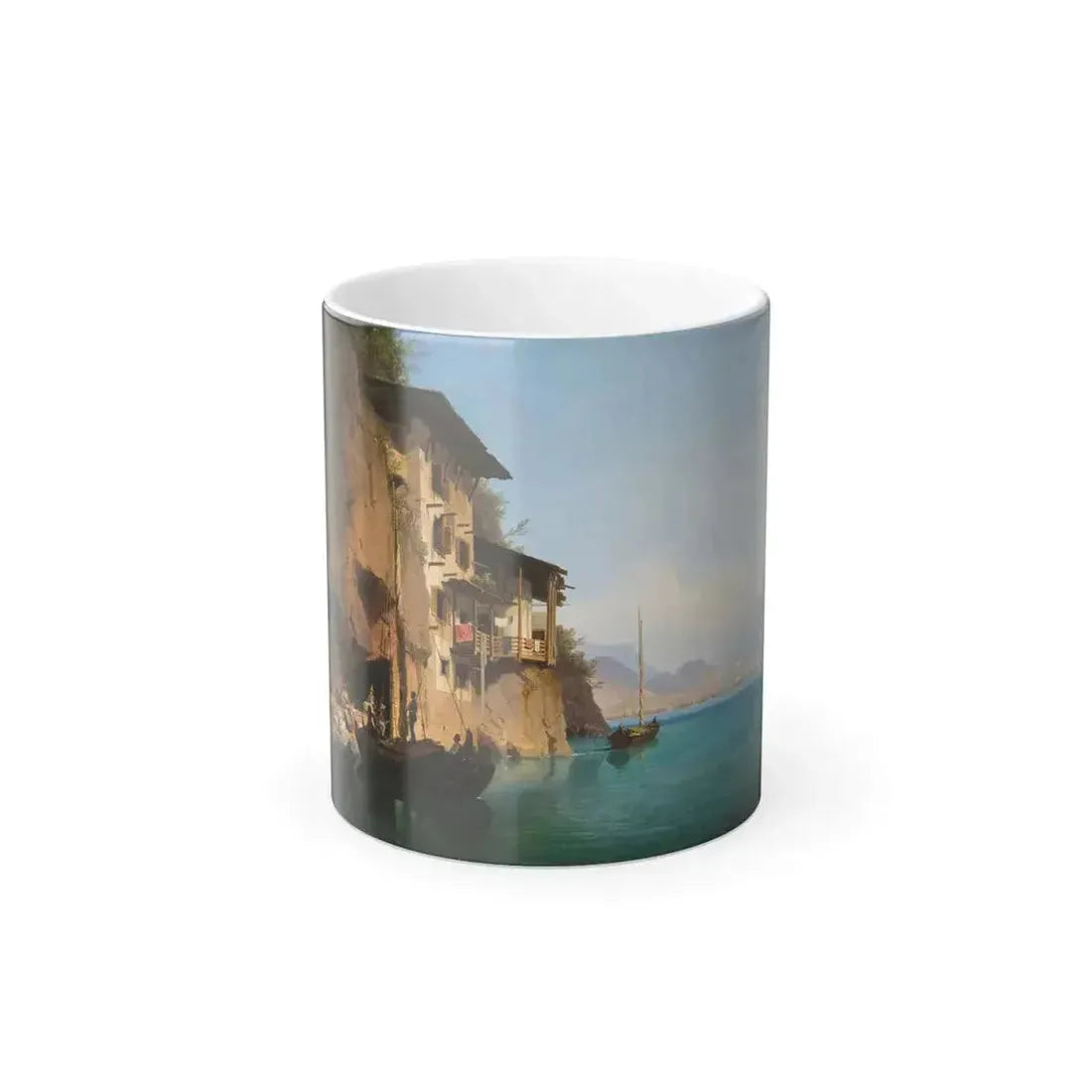 Carl Friedrich Heinzmann (1795-1846) The Ponale Osteria on Lake Garda - Oil on Canvas 1844 - Color Changing Mug 11oz 11oz - Go Mug Yourself