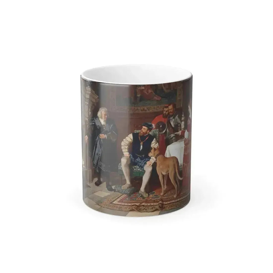 Carl Ludwig Friedrich Becker (1820-1900) Jakob Fugger Burns the Notes of Charles V - Oil on canvas 1866 - Color Changing Mug 11oz 11oz - Go Mug Yourself