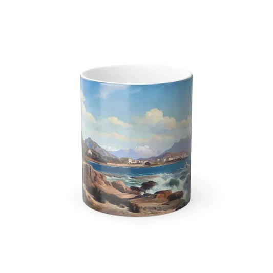 Carl Maria Hummel (1821-1907) The Gulf of Ajaccio, Corsica, in the background the Monte d'Oro and the Mo-0 - Color Changing Mug 11oz 11oz - Go Mug Yourself