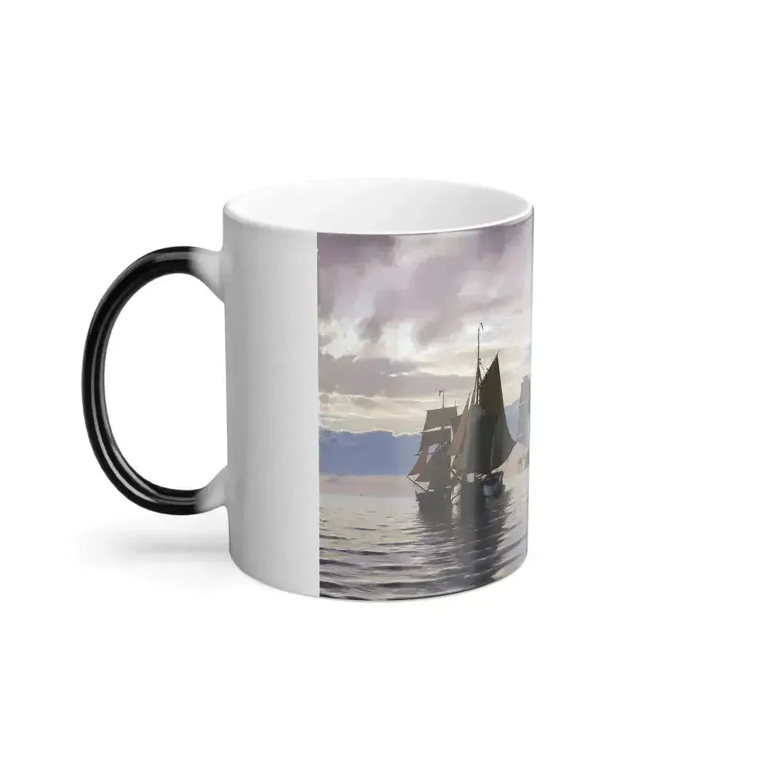 Carl Neumann (1833-1891) Sailing Ships in Oresund Marine, Opposite Kronborg Castle, Helsingor - Oil on -0 - Color Changing Mug 11oz - Go Mug Yourself