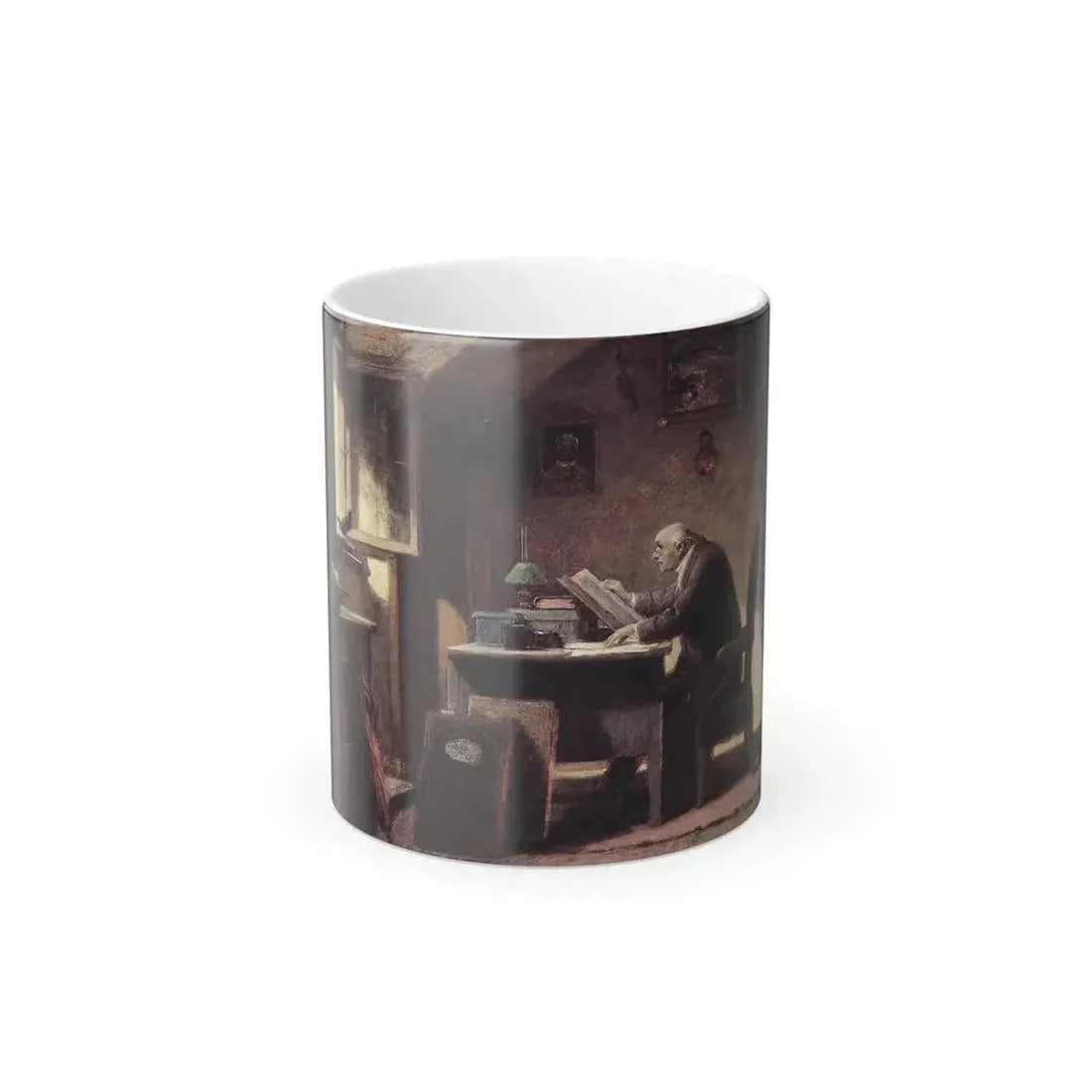 Carl Spitzweg (1808-1885) A Visit - oil on Board c1855 kk - Color Changing Mug 11oz - Go Mug Yourself