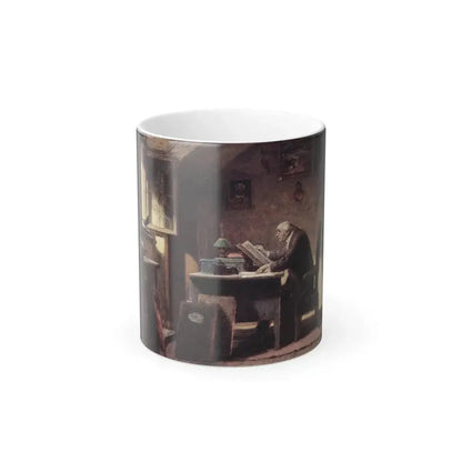 Carl Spitzweg (1808-1885) A Visit - oil on Board c1855 kk - Color Changing Mug 11oz - Go Mug Yourself