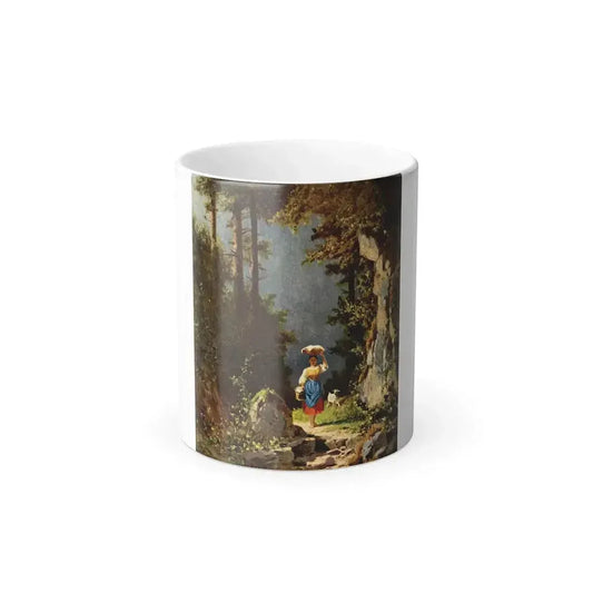 Carl Spitzweg (1808-1885) Girl with goat - Oil on paper on cardboard 1861 - Color Changing Mug 11oz 11oz - Go Mug Yourself