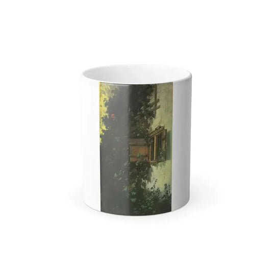 Carl Spitzweg (1808-1885) House wall with stable windows and climbing roses growing espalier - Oil on Pa-0 - Color Changing Mug 11oz 11oz - Go Mug Yourself