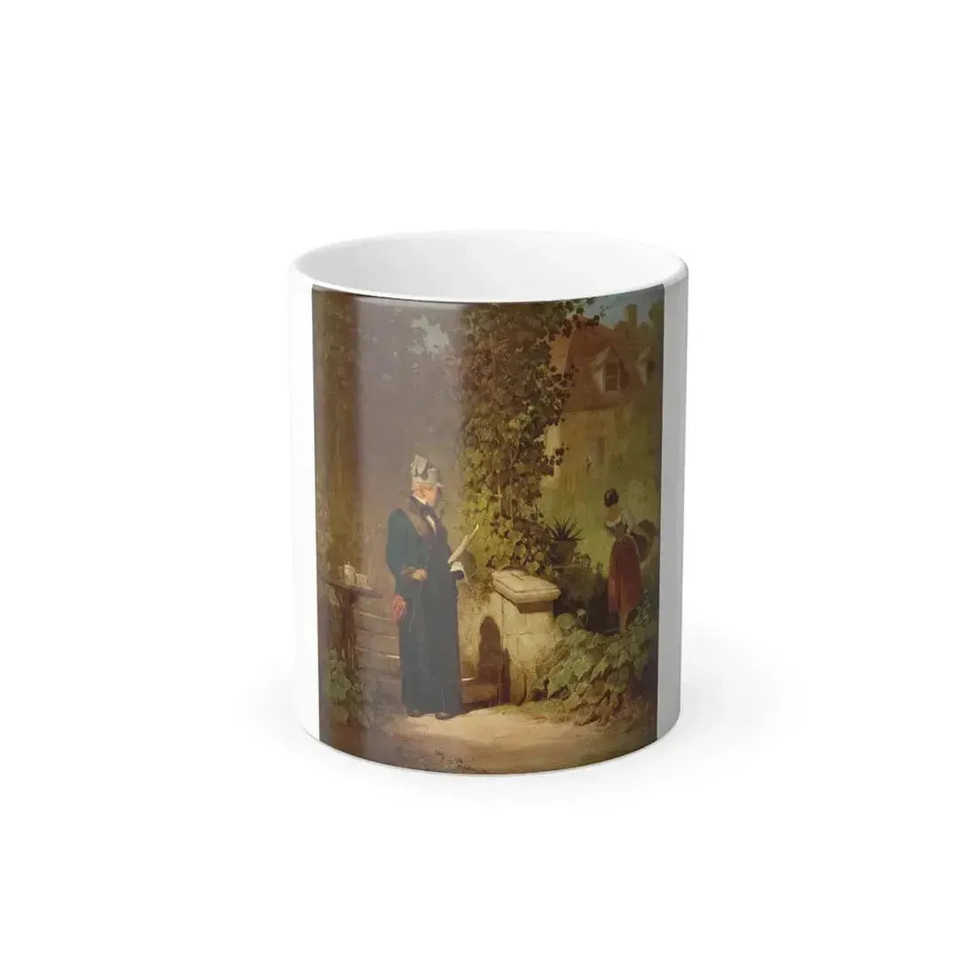 Carl Spitzweg (1808-1885) Newspaper reader in the garden - oil on Canvas 1847 - Color Changing Mug 11oz 11oz - Go Mug Yourself