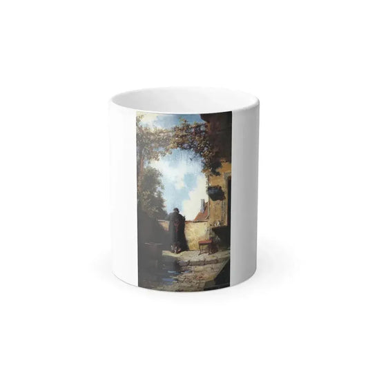 Carl Spitzweg (1808-1885) Pastor seen from the back in front of a wall standing (old gentleman on the te-0 - Color Changing Mug 11oz 11oz - Go Mug Yourself