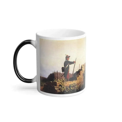 Carl Spitzweg (1808-1885) Peace in the land (on the bastion, sentry) - Oil on Wood c1850 - Color Changing Mug 11oz - Go Mug Yourself