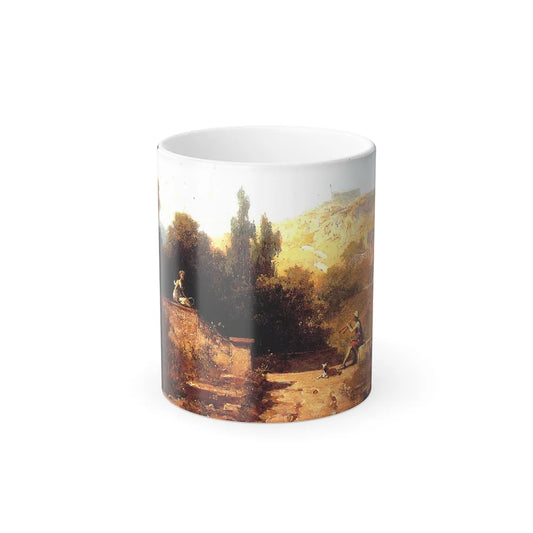 Carl Spitzweg (1808-1885) Reed pipe playing shepherd - Oil on Wood c1875 - Color Changing Mug 11oz-11oz-Go Mug Yourself