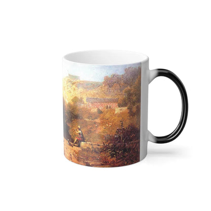 Carl Spitzweg (1808-1885) Reed pipe playing shepherd - Oil on Wood c1875 - Color Changing Mug 11oz-Go Mug Yourself