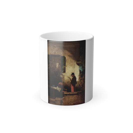 Carl Spitzweg (1808-1885) The Breakfast reading - oil on Board 1850-55 - Color Changing Mug 11oz-11oz-Go Mug Yourself