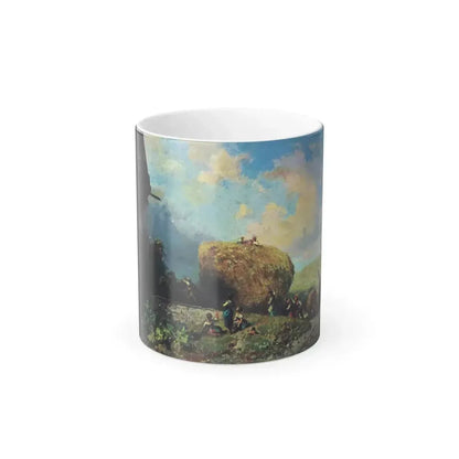 Carl Spitzweg (1808-1885) The harvest (entry of harvest wagon into the barn) - oil on canvas - Color Changing Mug 11oz 11oz - Go Mug Yourself