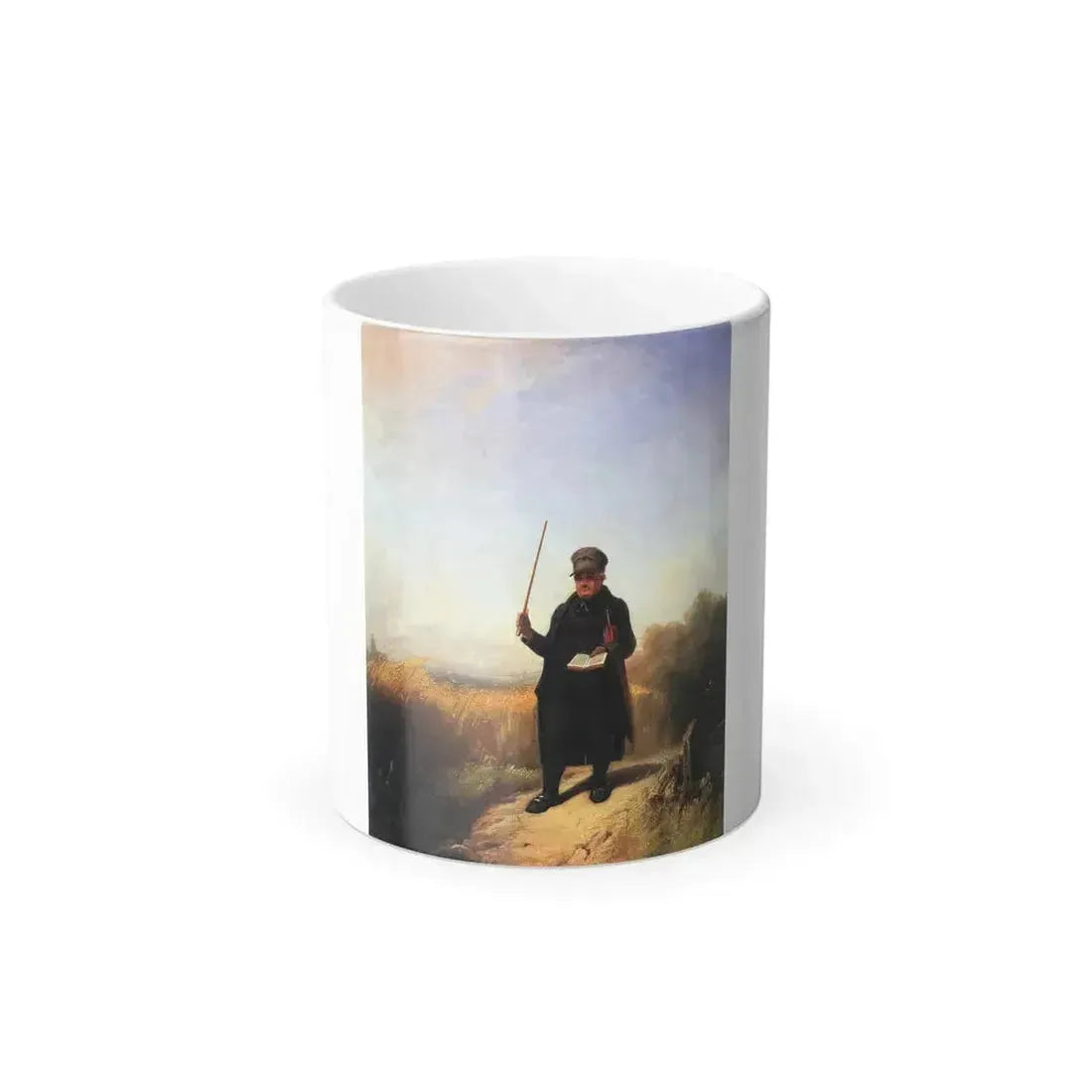 Carl Spitzweg (1808-1885) The Singing village priest with breviary and umbrella during a walk through th-0 - Color Changing Mug 11oz 11oz - Go Mug Yourself