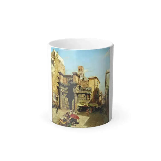 Carl Wuttke (1849-1927) The Temple of Minerva in Rome - Oil on canvas - 1887 - Color Changing Mug 11oz 11oz - Go Mug Yourself