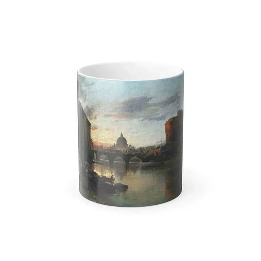 Carl Wuttke (1849-1927) Veduta di Roma - Abendstimmung am Tiber mit Engelsburg und im Hintergrund der Pe-0 - Color Changing Mug 11oz 11oz - Go Mug Yourself