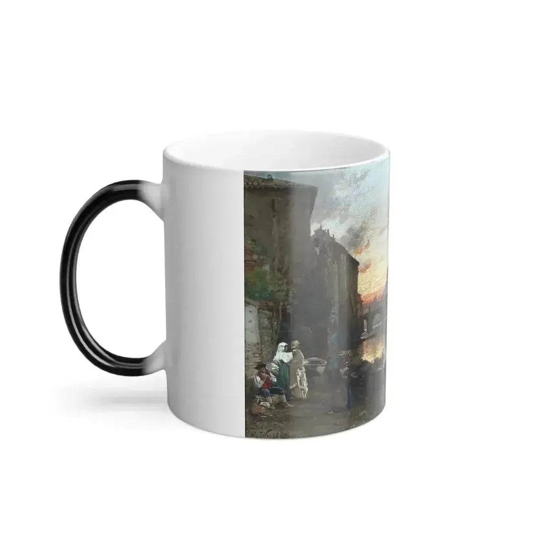 Carl Wuttke (1849-1927) Veduta di Roma - Abendstimmung am Tiber mit Engelsburg und im Hintergrund der Pe-0 - Color Changing Mug 11oz - Go Mug Yourself